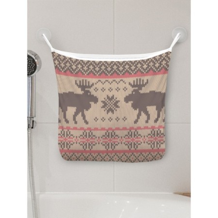 Organizer in a bath on suction “embroidery with deer”, for storing toys and trifles, size 33x39 cm