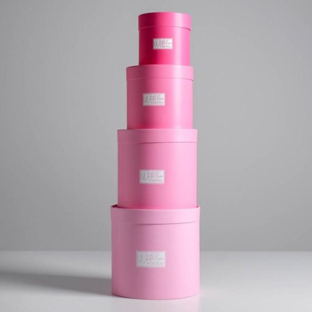 A set of boxes of thin cardboard 4 in 1, gift packaging, “pink”, 12 x 12 - 20 x 20 cm-2