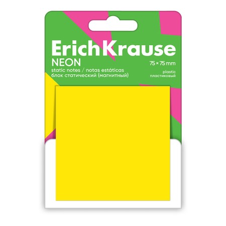 Static block (magnetic) 75x75, Erichkrause "Neon", 50 sheets yellow