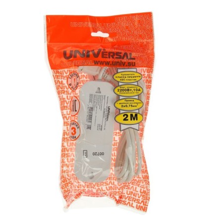Extension cord UNIVERSAL E-203, 3 sockets, 2 m, PVS 2x0.75, 10 a-1