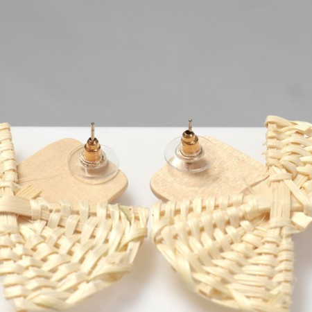 Earrings "Vakanda" style, bow, beige color-2