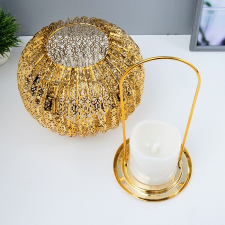 Nightlight "candlestick" LED from batteries 3HAAA gold 19x19x17 cm Risalux-3