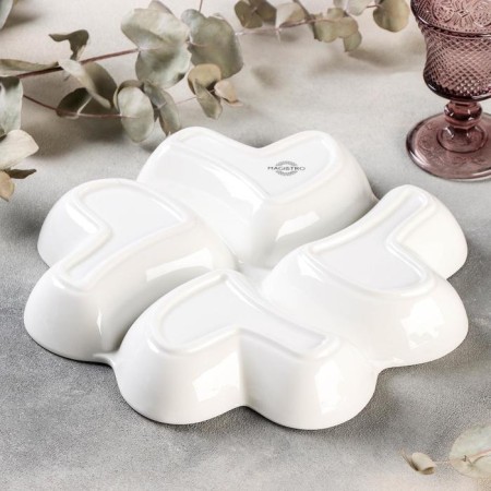 Menzhitsa porcelain 4-section Magistro "Blanche. Heart ", d = 30 cm, white color-2