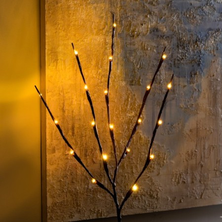 LED branch 70 cm, 20 LED, brown, AAH2 (not complete), glow warm white-1