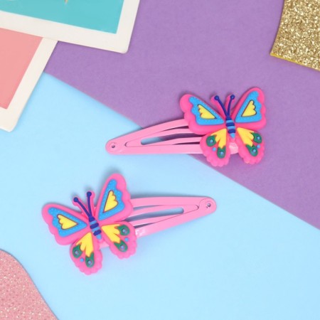 Invisibility for hair "Adele" (set 2 pcs) bright butterfly, 5.5 cm-1