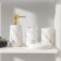 Savanna battery accessories set “Thunderstorm”, 4 items (soap dish, soap dispenser 400 ml, 2 glasses), white color