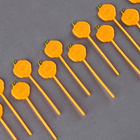 Pumpkin skewers, 12 pcs in a set, yellow color