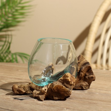 Vazon Glass on the Wood "Classic" 15x15x18 cm-5