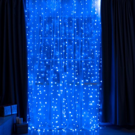 Garland "Curtain" 2 × 3 m, IP20, transparent thread, 720 LED, glow blue, 8 modes, 220 V