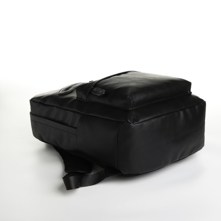 City backpack of artificial leather with lightning, 3 pockets, black color-4