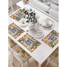 A set of napkins for setting the “Happy New Year” table, rectangular, size 32x46 cm, 4 pcs