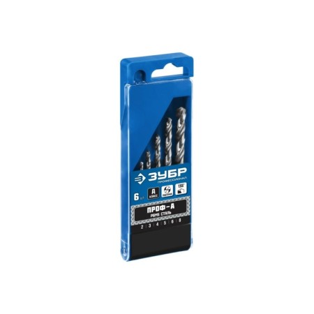 Set of drill on metal bison, p6m5, cylindrical shank, 2-8 mm, 6 pcs, class a, case-1