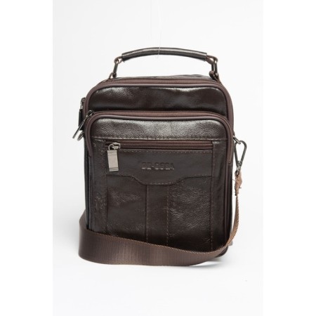 Bag Cross-Body Men, genuine leather de-gosa brown, 17x9x23 cm