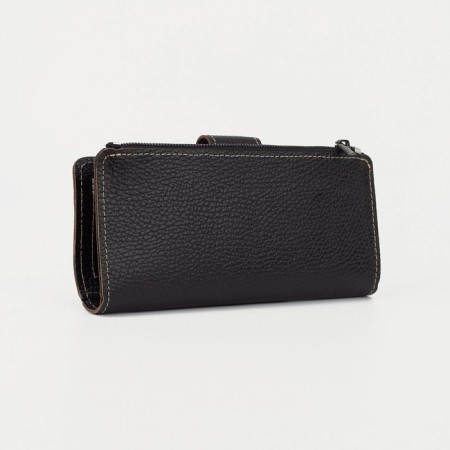 Male purse on a button, for bills, for cards, for coins, black color-1