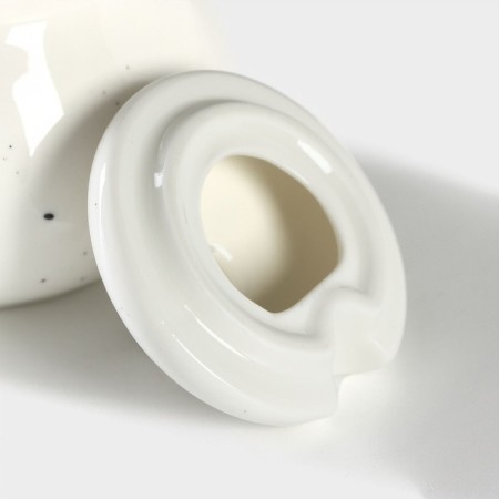 Porcelain sugar tower with a spoonful of Milky Way, 330 ml, white color in specking-2