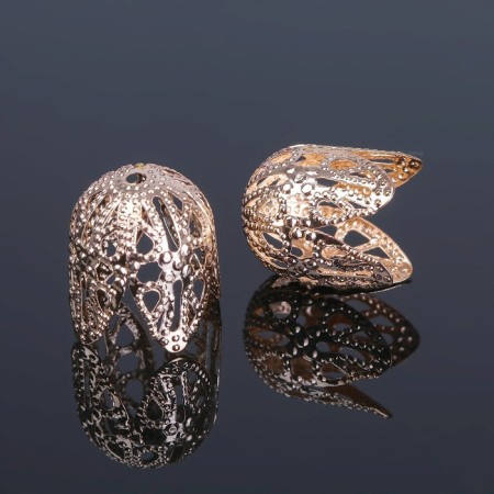 Hats for beads (set 10 pcs.), SM-051-1, 16 × 15 mm, color gold
