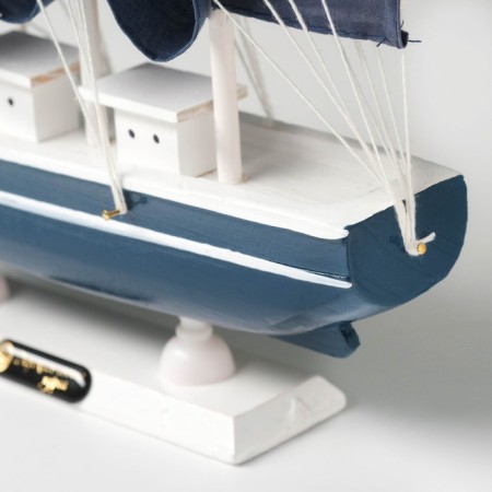 The ship souvenir medium "Kalev", the sides are blue with a white strip, the sails are blue, 30x7x32 cm-10