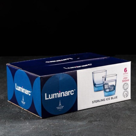 Low glass glass Luminarc Sterling, 300 ml, blue color-1