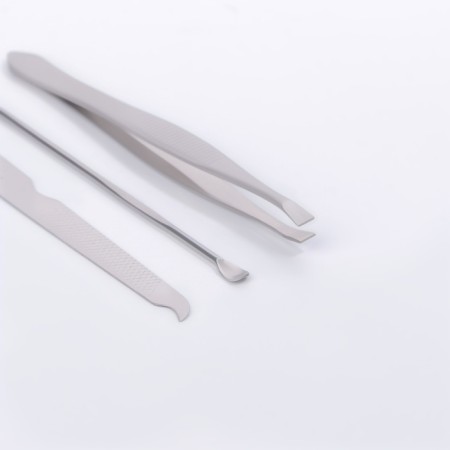 Manicure set "Stone", textured, 6 items, in case, cream color-4