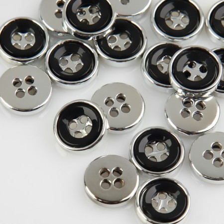 Button, 4 punctures, d = 12 mm, black/silver color-1