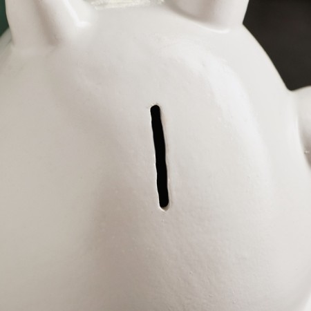 Piggy bank "Round Cat with Heart" White, 14cm-5