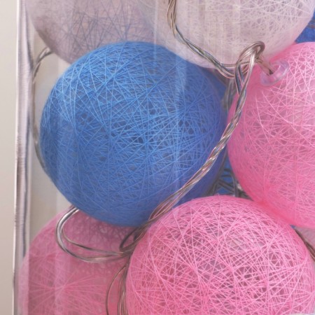 Garland “thread” 5 m with nozzles “pink-blue”, ip20, transparent thread, 20 LED, white glow, 220 V-9