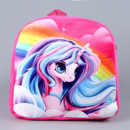 Baby plush backpack for the girl "Rainbow Unicorn", 23 × 23 × 7 cm-1