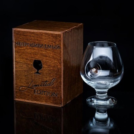 The glass "impenetrable", a bullet, for cognac, a lacquered tree, 390 ml-1