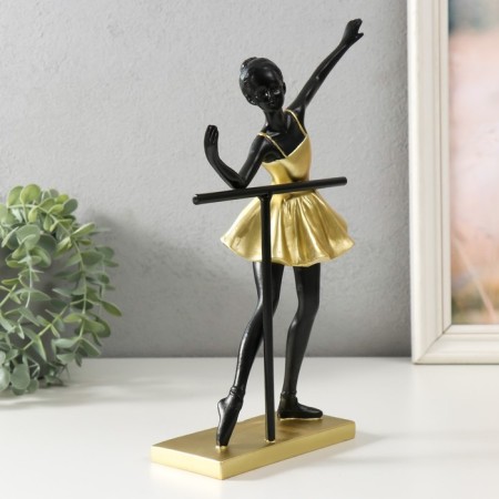 Polystone souvenir "Little ballerina at the machine" Gold with black 16x8x28 cm-1