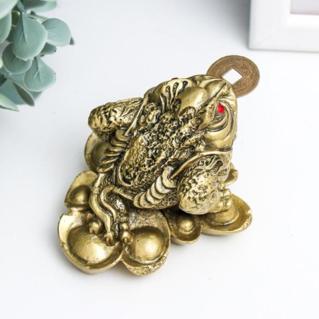 NECSK Polystone for bronze "Cash toad on the ingots of gold" 4.7x6.5x6.3 cm-2