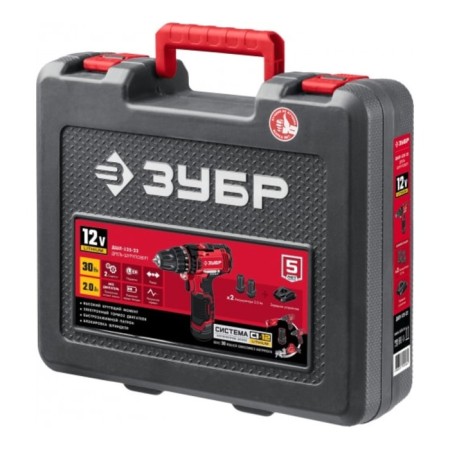 Drill-shurubover bison, battery, 2x1.3 ah, BZP, 0.8-10 mm, 0-350/0-1300 rpm-6