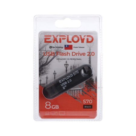 Flashka Exployd 570, 8 GB, USB2.0, Thu up to 15 MB/s, PLO up to 8 Mb/s, black-1