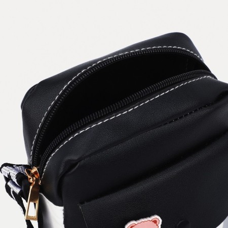 Baby bag on a long belt, external pocket, black color-2