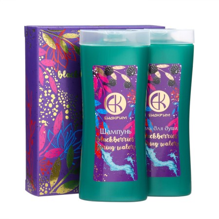 Gift set Feminine "Rodnik water and blackberry": shampoo, 250ml + shower gel, 250 ml