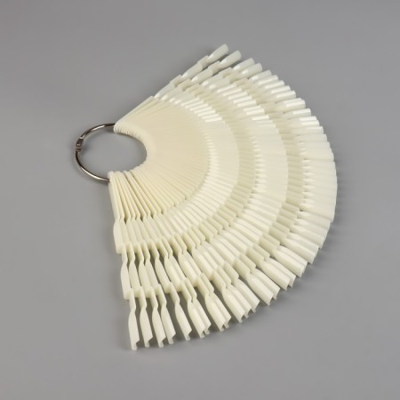 Palette for varnishes on a ring, square shape, 50 pcs 3 nails, ivory color-4