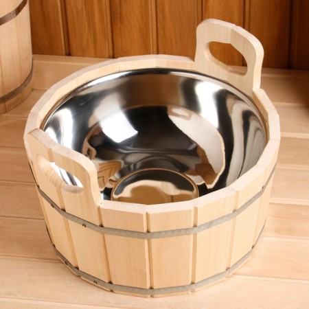 Gang made of linden, 9 l, round, stainless insert-4