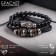 Bracelet Leather "Hurricane" lion, black color in silver, d = 7 cm
