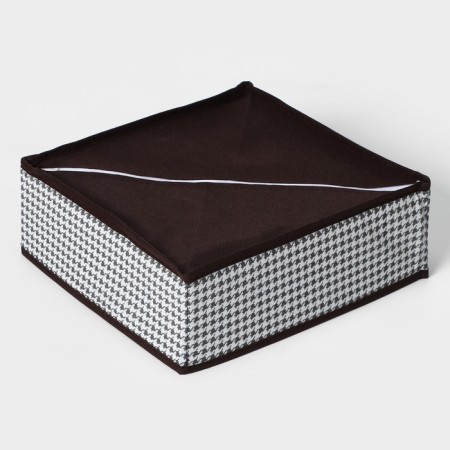 Organizer for storing linen Villy, 16 cells, 27 × 25 × 10 cm, white-brown color-4
