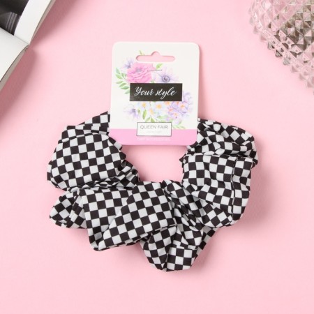 Hair elastic band "Orbit" cage mini style, 12 cm, black and white-1