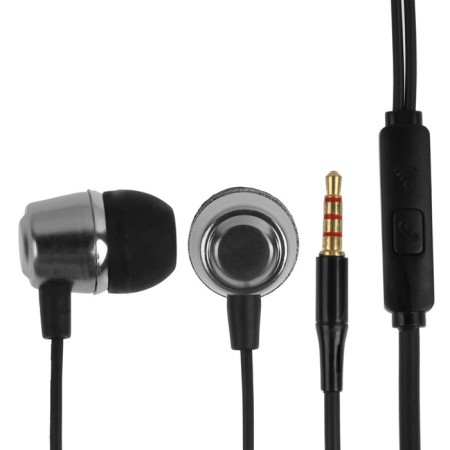 Smartbuy Model v, vacuum headphones, microphone, 93DB, 16om, 3.5mm, 1.1m, package, black and gray