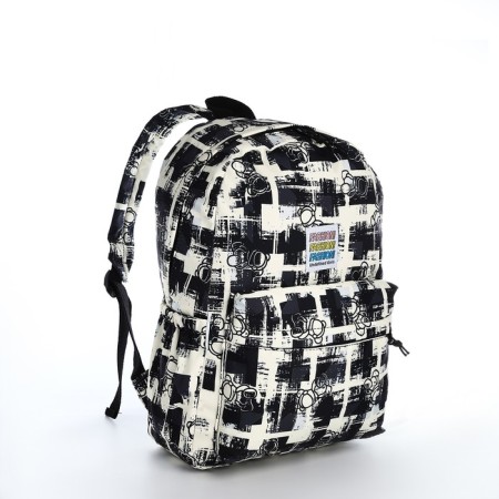 School backpack from textiles on lightning, 3 pockets, black color-2