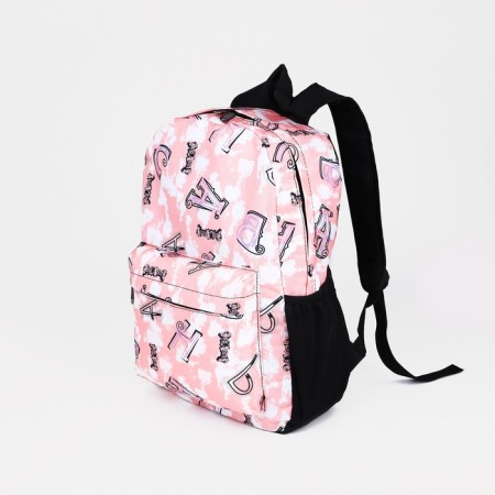 School backpack of textiles on lightning, 3 pockets, pink color-2