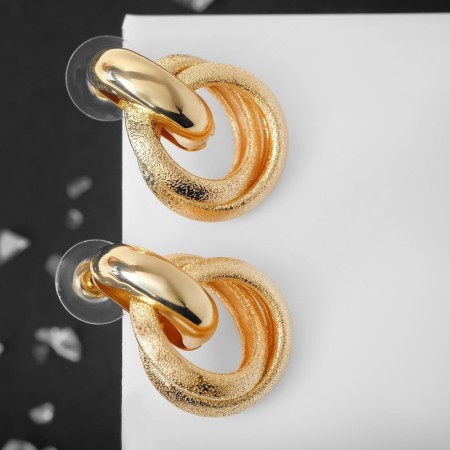 Earrings Metal "FUCHE" circles of weaving, color gold-1