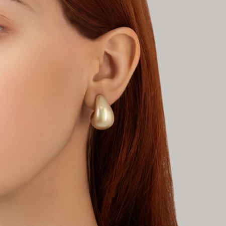Earrings plastic "drop" smooth mini, beige color-4