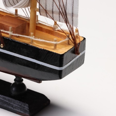 Souvenir small "Elijah" souvenir ship, Black side, beige sails with stripes, 5.5 × 23.5 × 23.5 cm-3