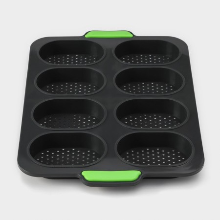 Silicone form for baking with perforation "buns", 34.5 × 23 × 2.5 cm, 8 cells (9.5 × 6.3 × 2.4 cm), color gray color-3