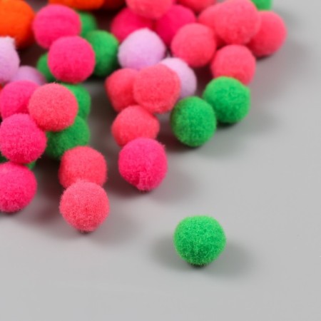 Pompons, 10 mm, 100 pcs/pack, 100% polyester, 5 colors in the assortment of 20 pcs-1