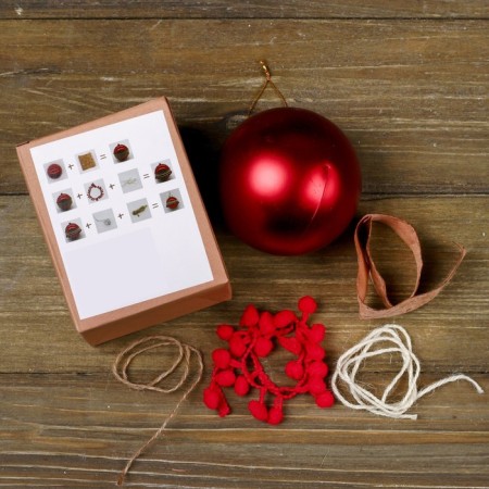 Set for creativity - create a Christmas tree decoration "Ball with a fringe", the color of the red-2