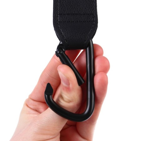 Carbine for bags for a stroller, for Velcro, eco -leather, black color-6