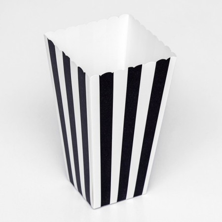 Popcorn packaging, black stripes, 8.5 x 8.5 x 16.5 cm-1